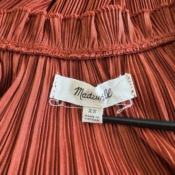 Madewell Top Women XSmall Burnt Orange Texture Thread Micropleat Tank Thin Strap - Picture 6 of 8